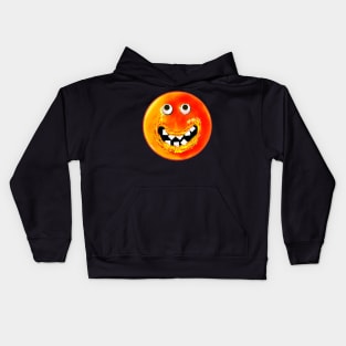 Goofy Orange Smile Emoji Pixel Smilng Face Kids Hoodie